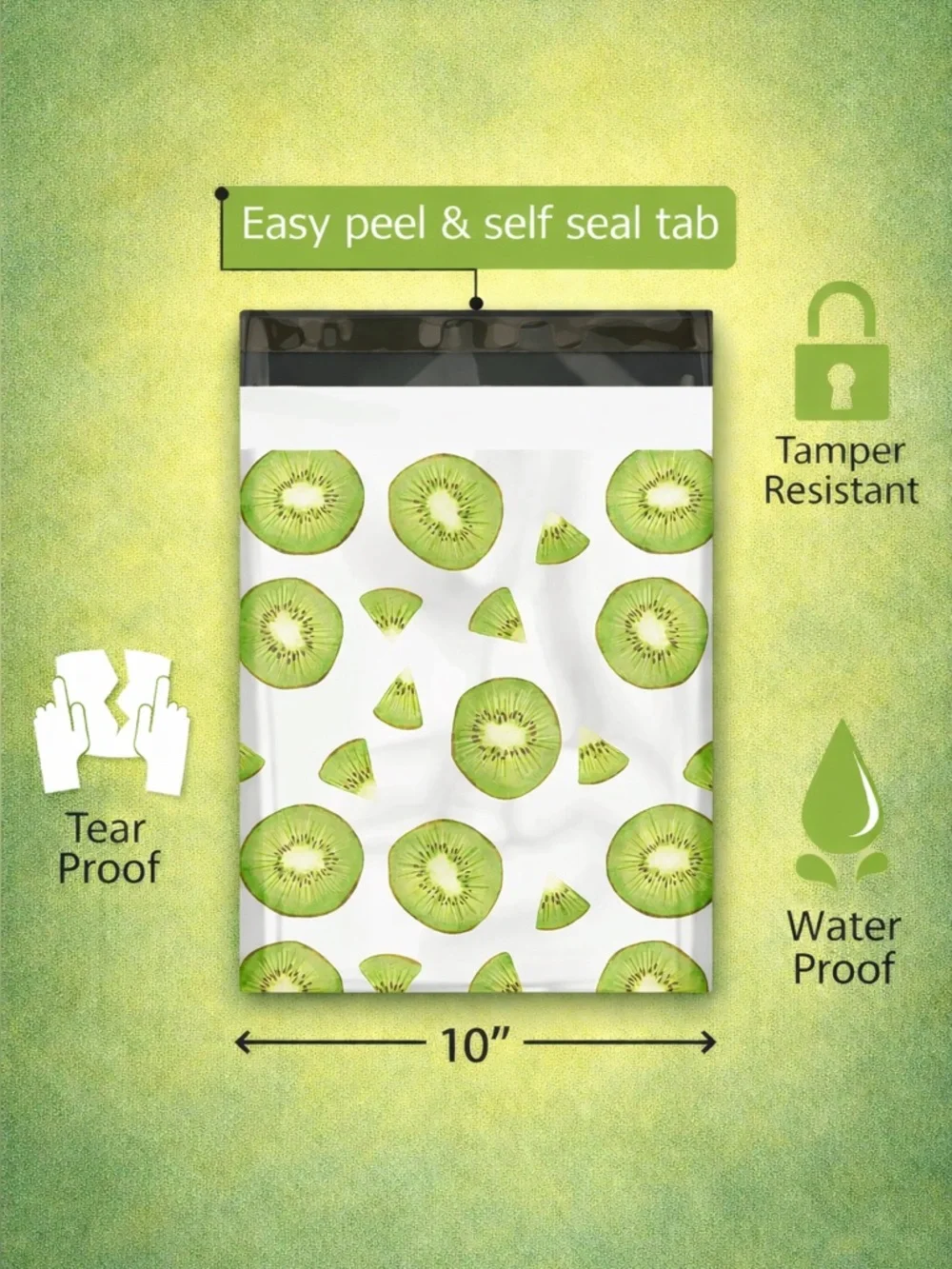25 Kiwi Polymailers 10x13 Shipping Bags Boutique Packaging Envelopes 🥝